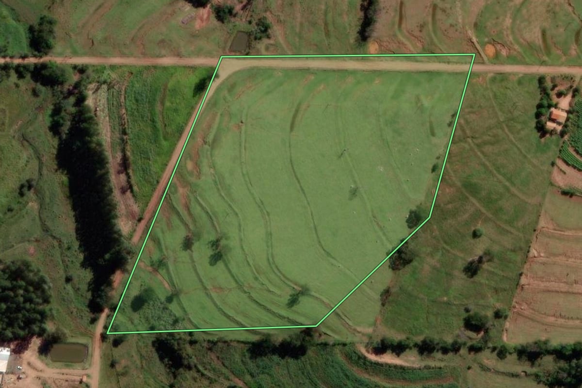 Imagem de satélite do imóvel rural em Moreira Sales (PR), com o contorno declarado no CAR desenhado por cima.