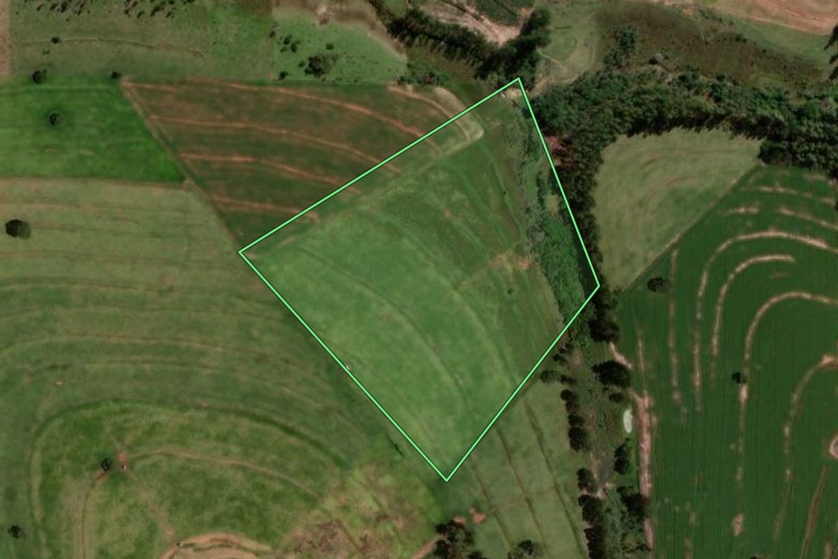 Imagem de satélite do imóvel rural em Moreira Sales (PR), com o contorno declarado no CAR desenhado por cima.