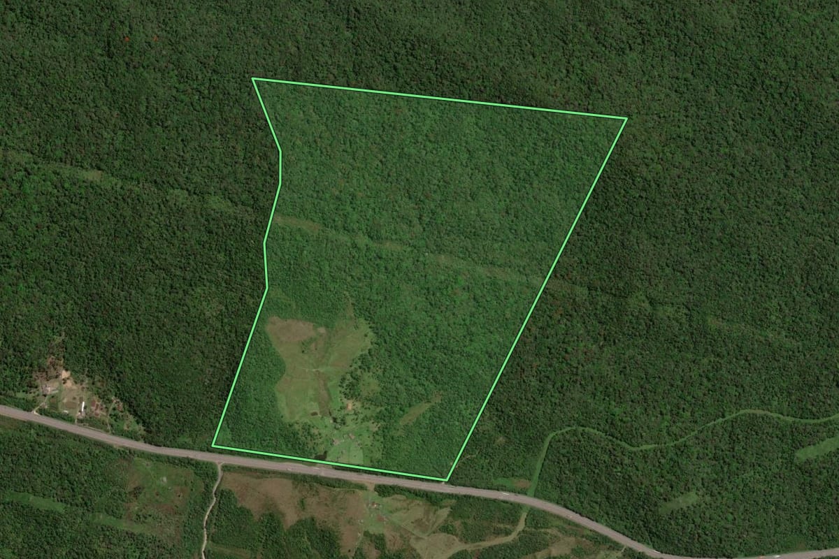 Imagem de satélite do imóvel rural em Morretes (PR), com o contorno declarado no CAR desenhado por cima.