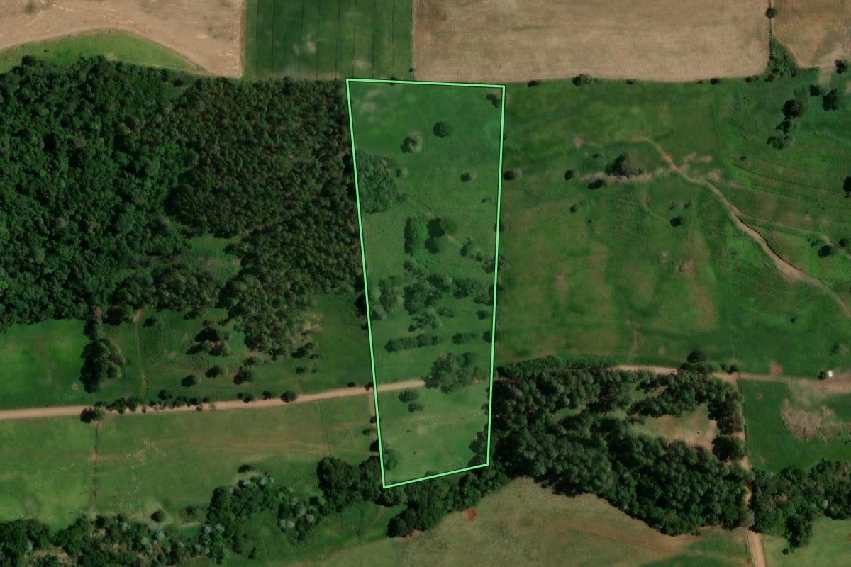 Imagem de satélite do imóvel rural em Nova Esperança do Sudoeste (PR), com o contorno declarado no CAR desenhado por cima.