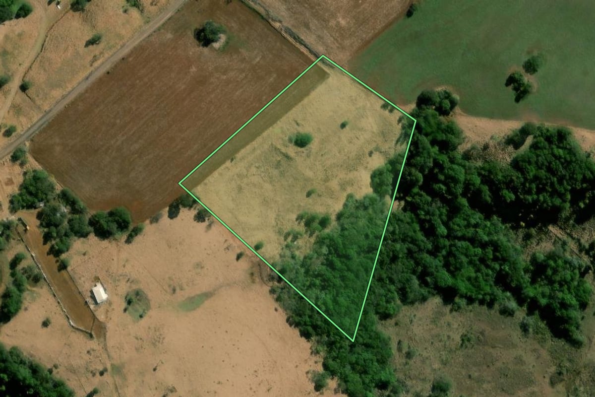 Imagem de satélite do imóvel rural em Nova Laranjeiras (PR), com o contorno declarado no CAR desenhado por cima.