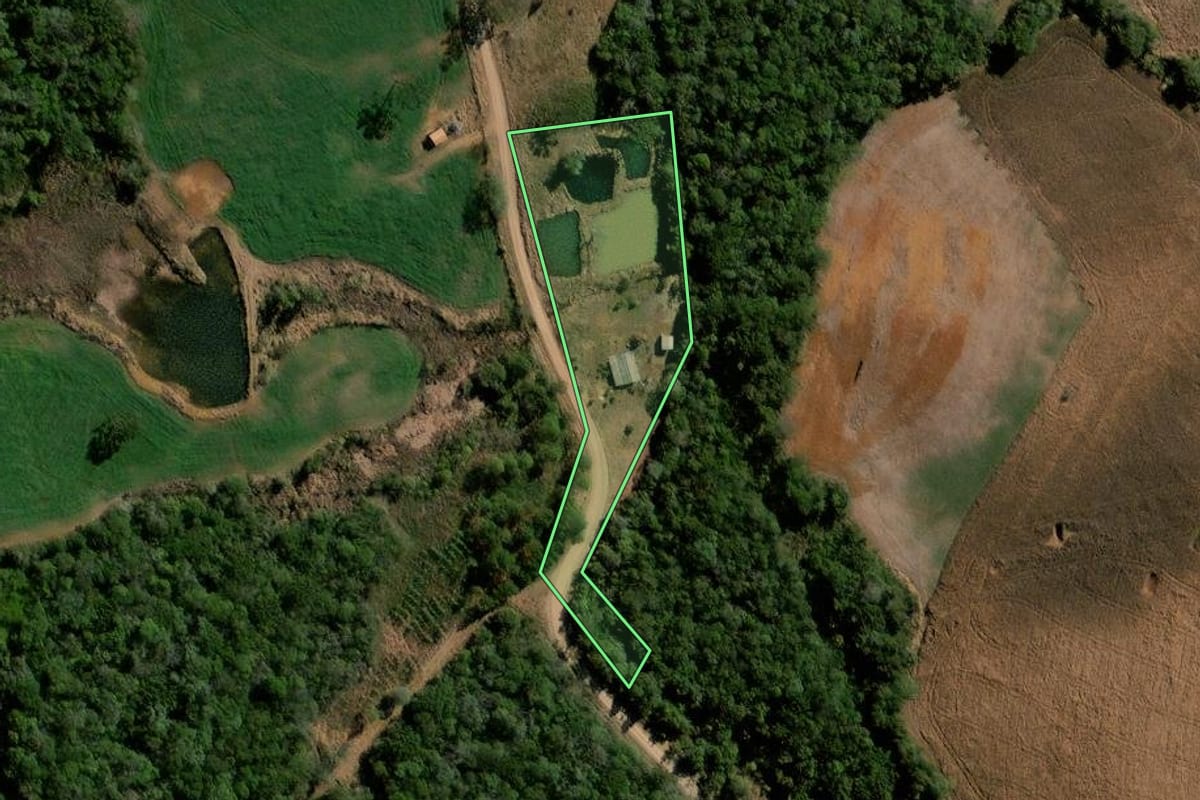 Imagem de satélite do imóvel rural em Nova Laranjeiras (PR), com o contorno declarado no CAR desenhado por cima.