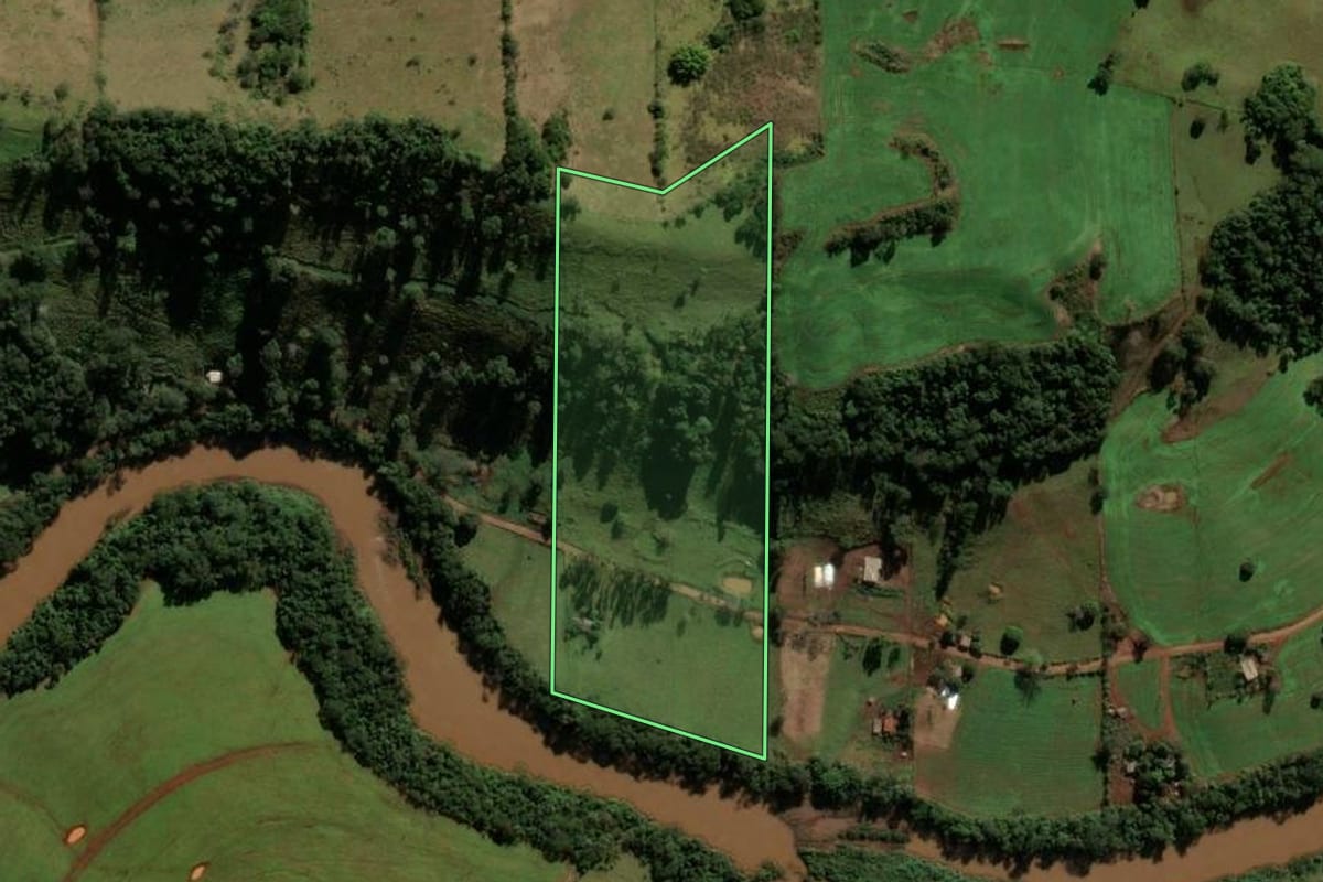 Imagem de satélite do imóvel rural em Nova Tebas (PR), com o contorno declarado no CAR desenhado por cima.