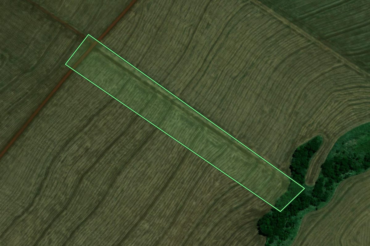 Imagem de satélite do imóvel rural em Ourizona (PR), com o contorno declarado no CAR desenhado por cima.