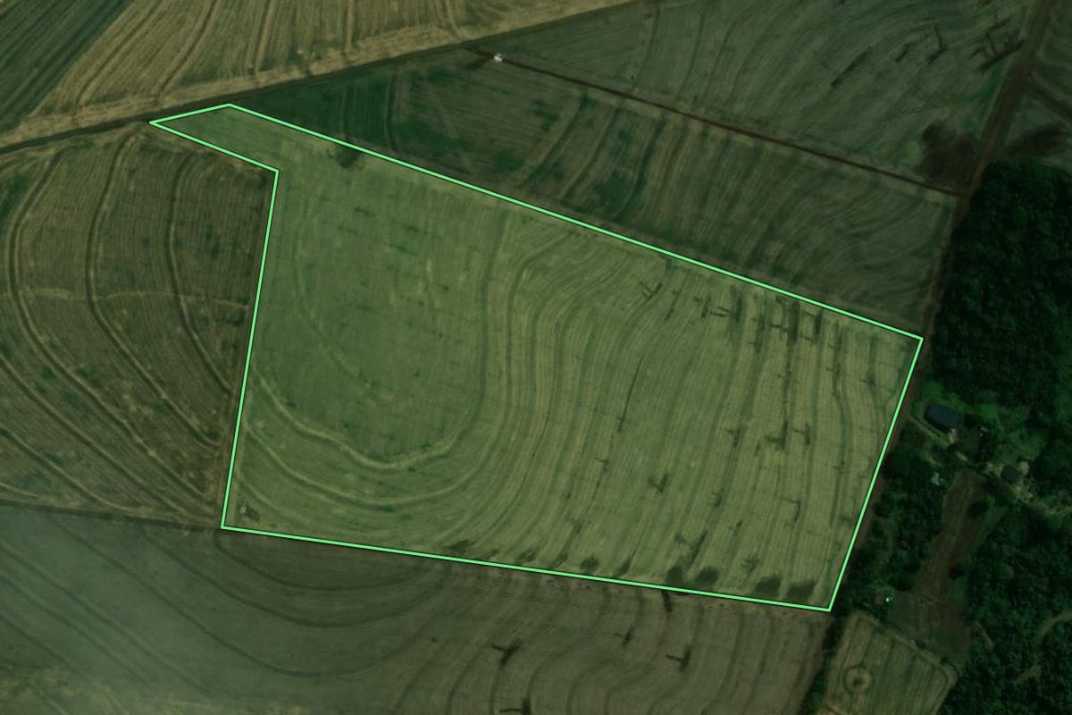 Imagem de satélite do imóvel rural em Ourizona (PR), com o contorno declarado no CAR desenhado por cima.