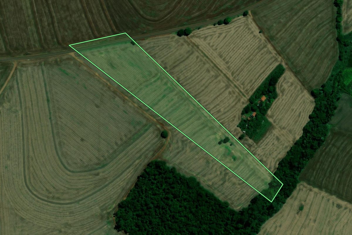 Imagem de satélite do imóvel rural em Ourizona (PR), com o contorno declarado no CAR desenhado por cima.