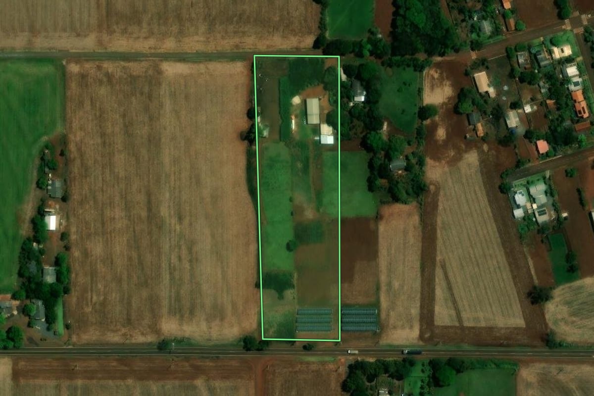 Imagem de satélite do imóvel rural em Palotina (PR), com o contorno declarado no CAR desenhado por cima.