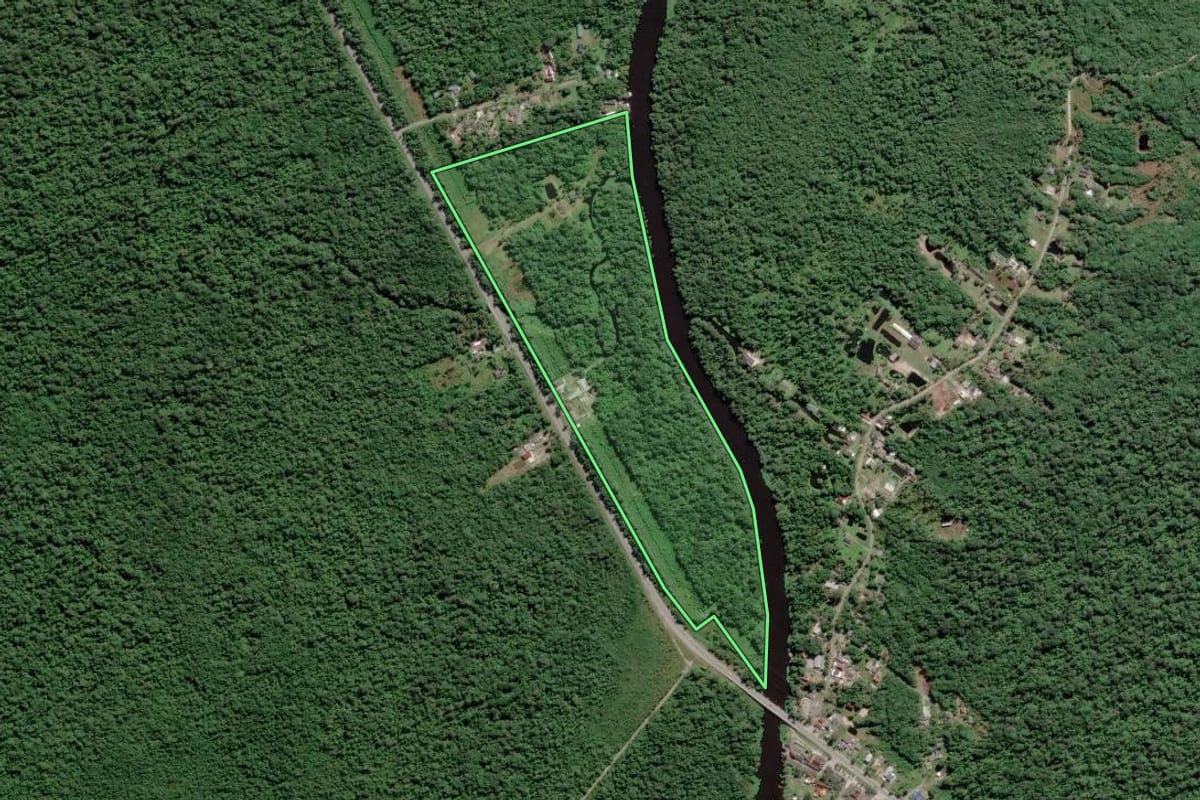 Imagem de satélite do imóvel rural em Paranaguá (PR), com o contorno declarado no CAR desenhado por cima.