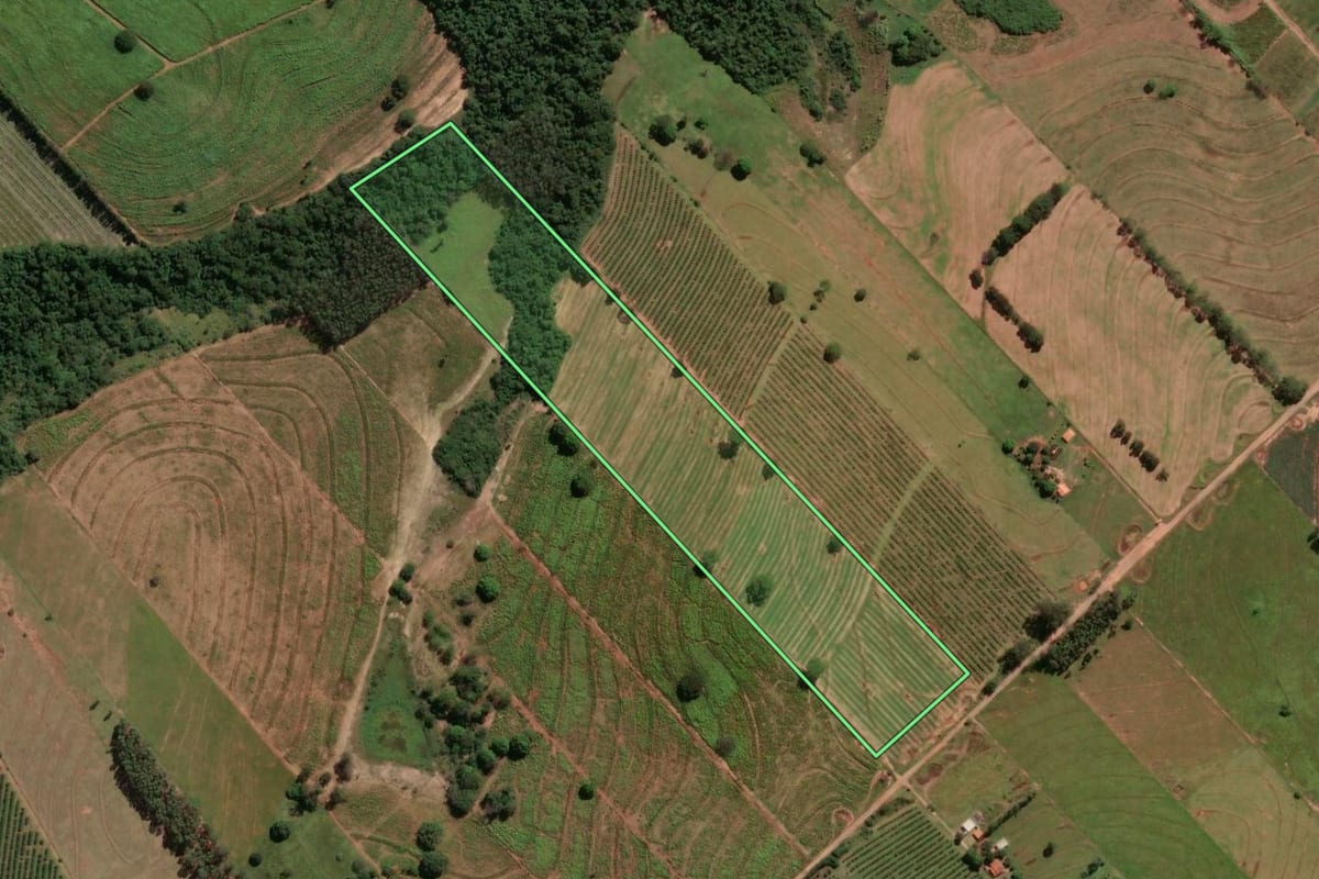 Imagem de satélite do imóvel rural em Paranavaí (PR), com o contorno declarado no CAR desenhado por cima.