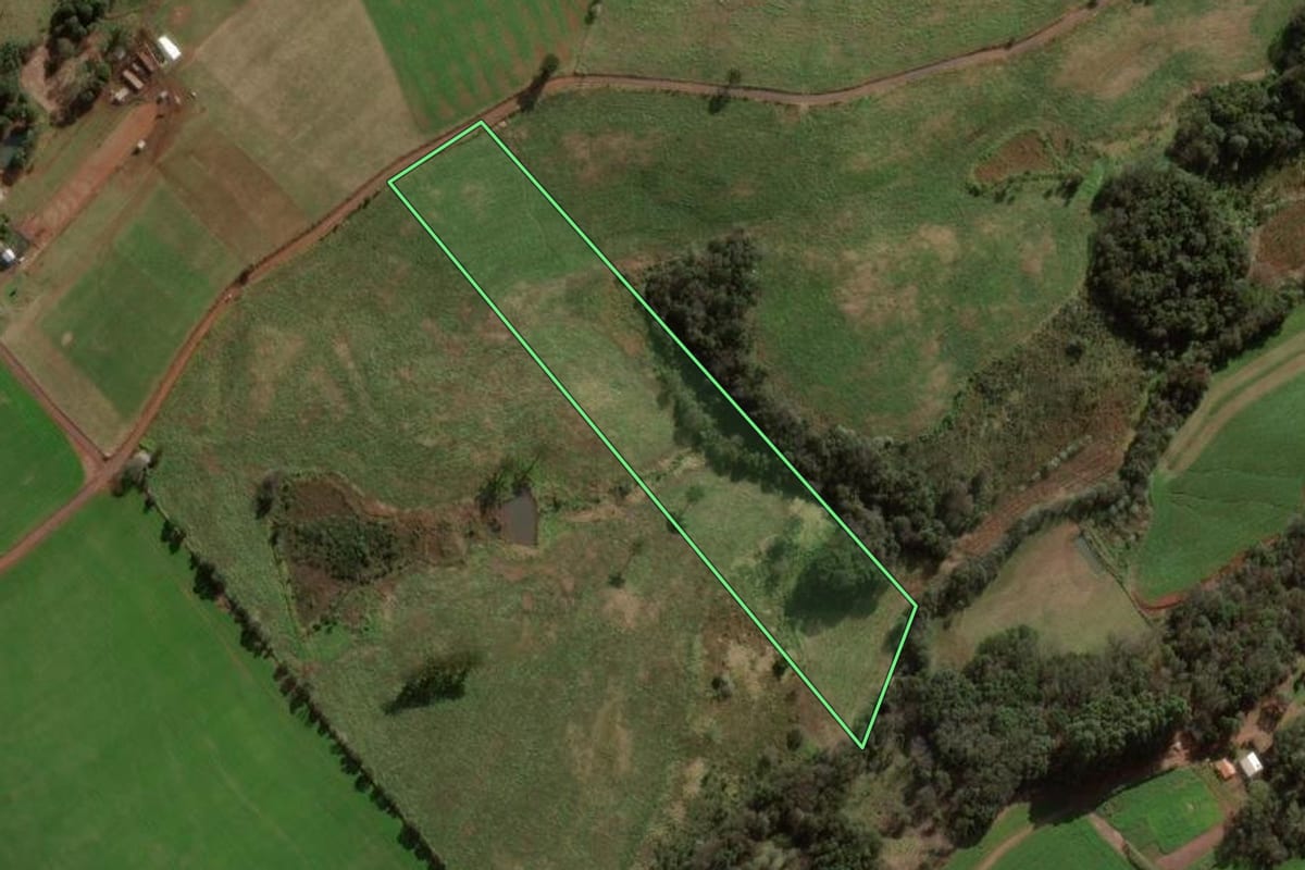 Imagem de satélite do imóvel rural em Pato Branco (PR), com o contorno declarado no CAR desenhado por cima.