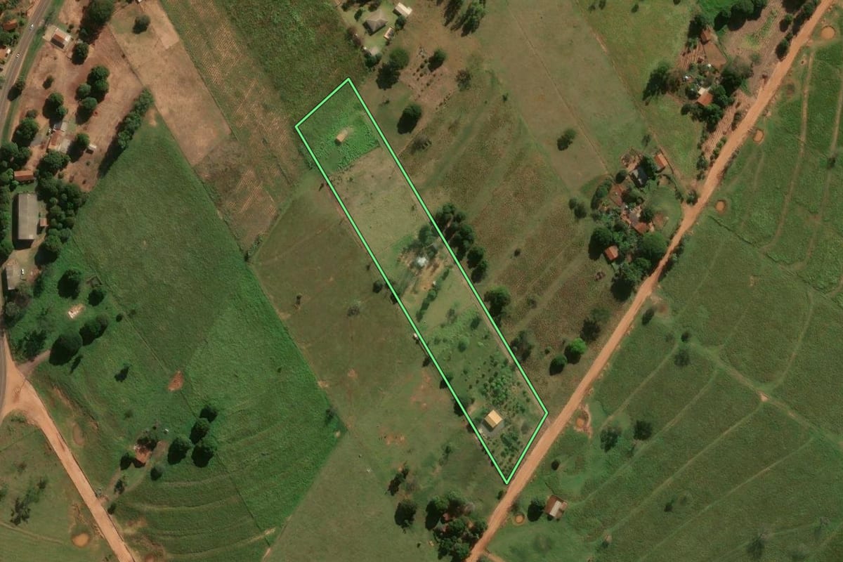 Imagem de satélite do imóvel rural em Pérola (PR), com o contorno declarado no CAR desenhado por cima.