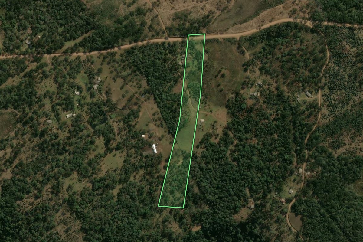 Imagem de satélite do imóvel rural em Pinhão (PR), com o contorno declarado no CAR desenhado por cima.