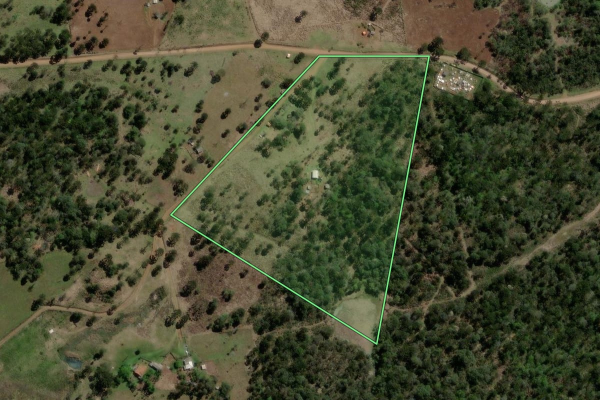 Imagem de satélite do imóvel rural em Pinhão (PR), com o contorno declarado no CAR desenhado por cima.