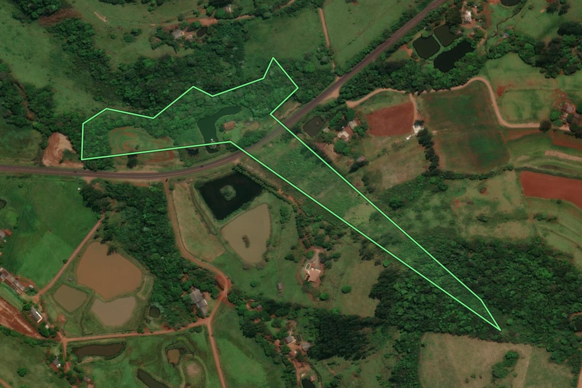 Imagem de satélite do imóvel rural em Planalto (PR), com o contorno declarado no CAR desenhado por cima.