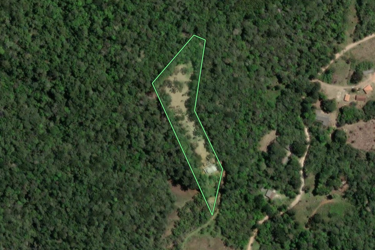 Imagem de satélite do imóvel rural em Ponta Grossa (PR), com o contorno declarado no CAR desenhado por cima.