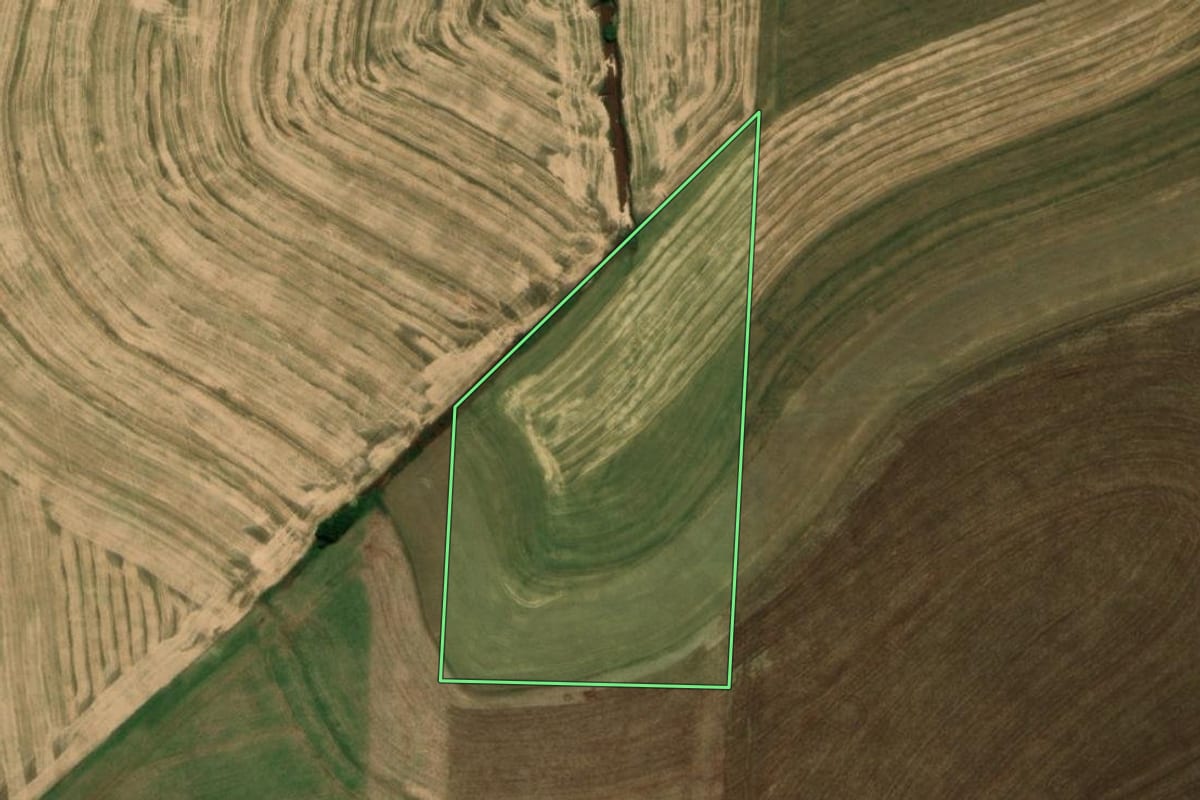 Imagem de satélite do imóvel rural em Pranchita (PR), com o contorno declarado no CAR desenhado por cima.
