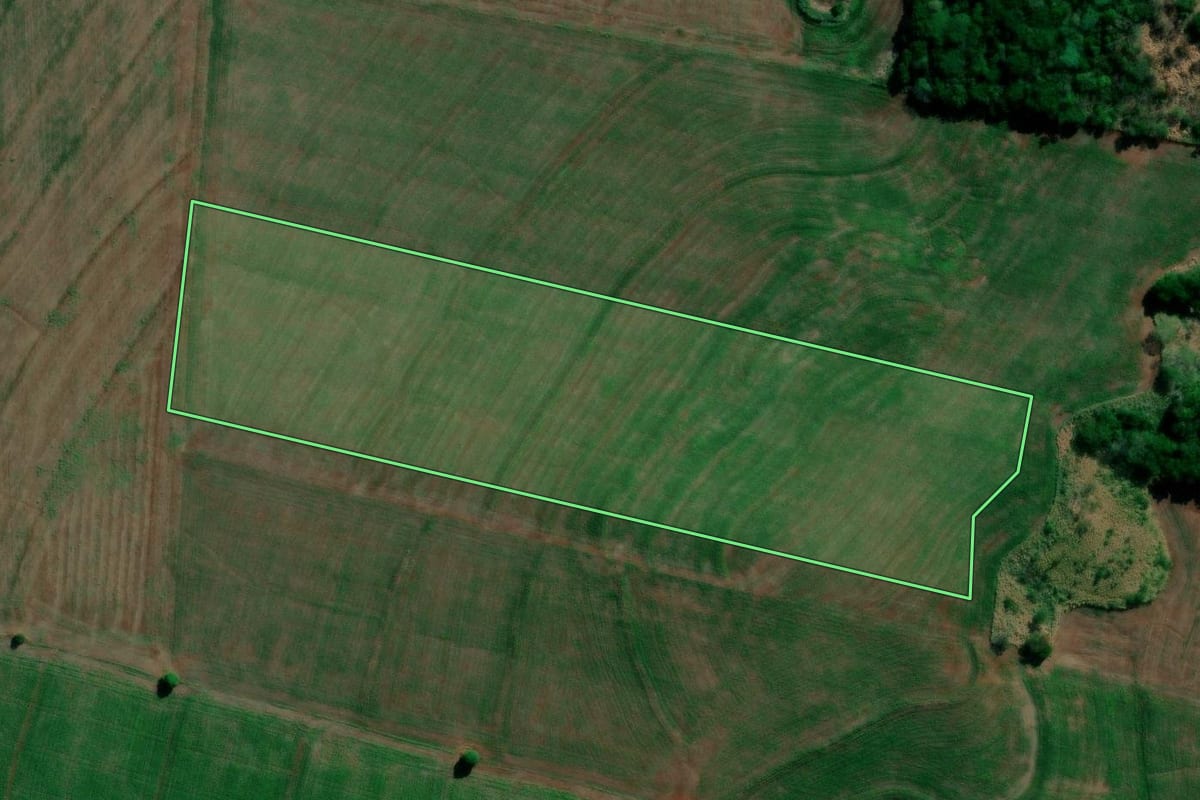Imagem de satélite do imóvel rural em Primeiro de Maio (PR), com o contorno declarado no CAR desenhado por cima.