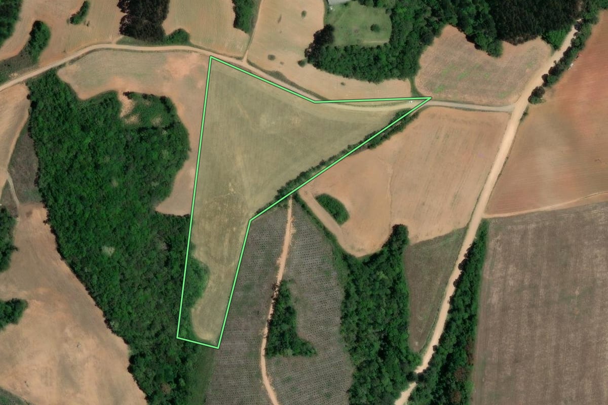 Imagem de satélite do imóvel rural em Quitandinha (PR), com o contorno declarado no CAR desenhado por cima.