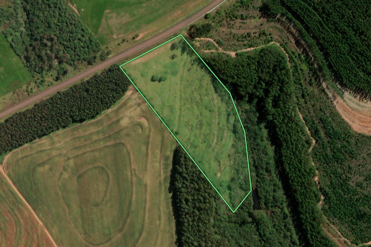 Imagem de satélite do imóvel rural em Rancho Alegre D'Oeste (PR), com o contorno declarado no CAR desenhado por cima.