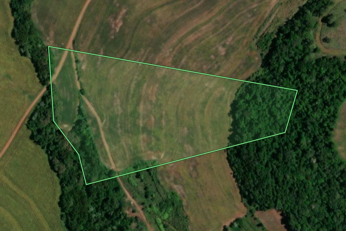 Imagem de satélite do imóvel rural em Realeza (PR), com o contorno declarado no CAR desenhado por cima.