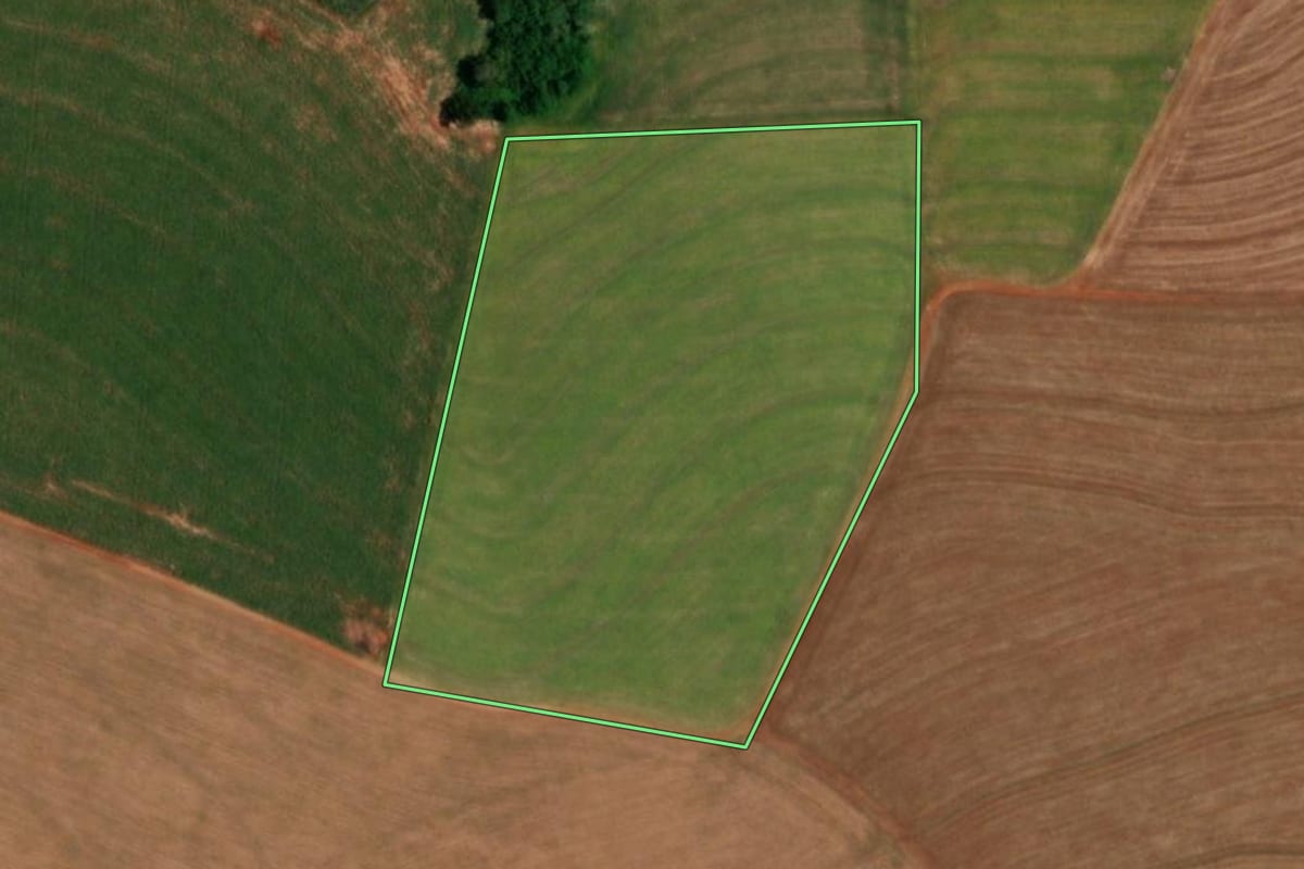 Imagem de satélite do imóvel rural em Realeza (PR), com o contorno declarado no CAR desenhado por cima.