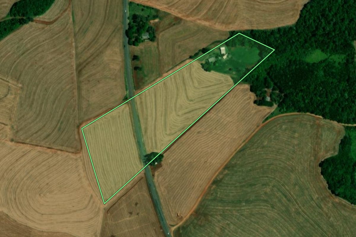 Imagem de satélite do imóvel rural em Realeza (PR), com o contorno declarado no CAR desenhado por cima.