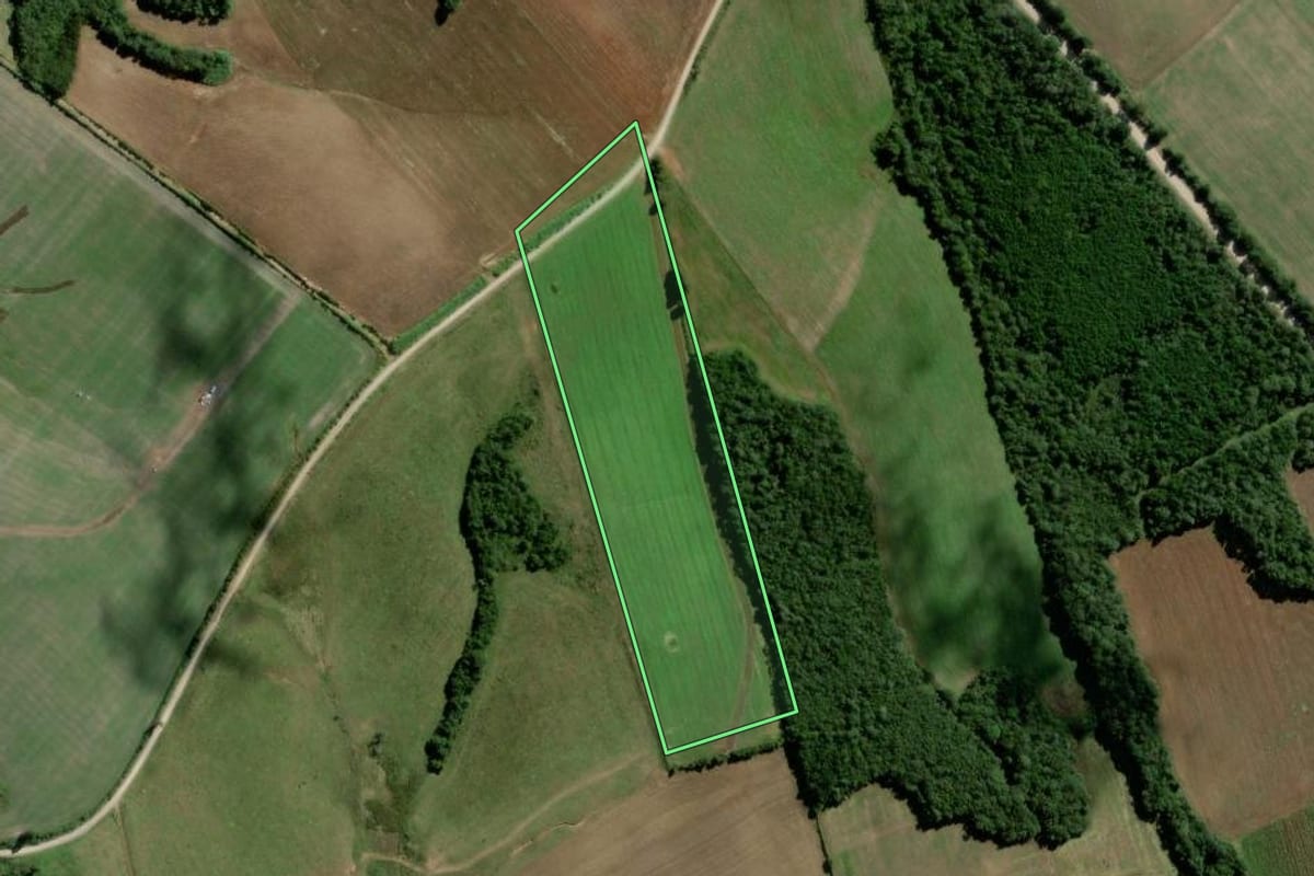 Imagem de satélite do imóvel rural em Rebouças (PR), com o contorno declarado no CAR desenhado por cima.