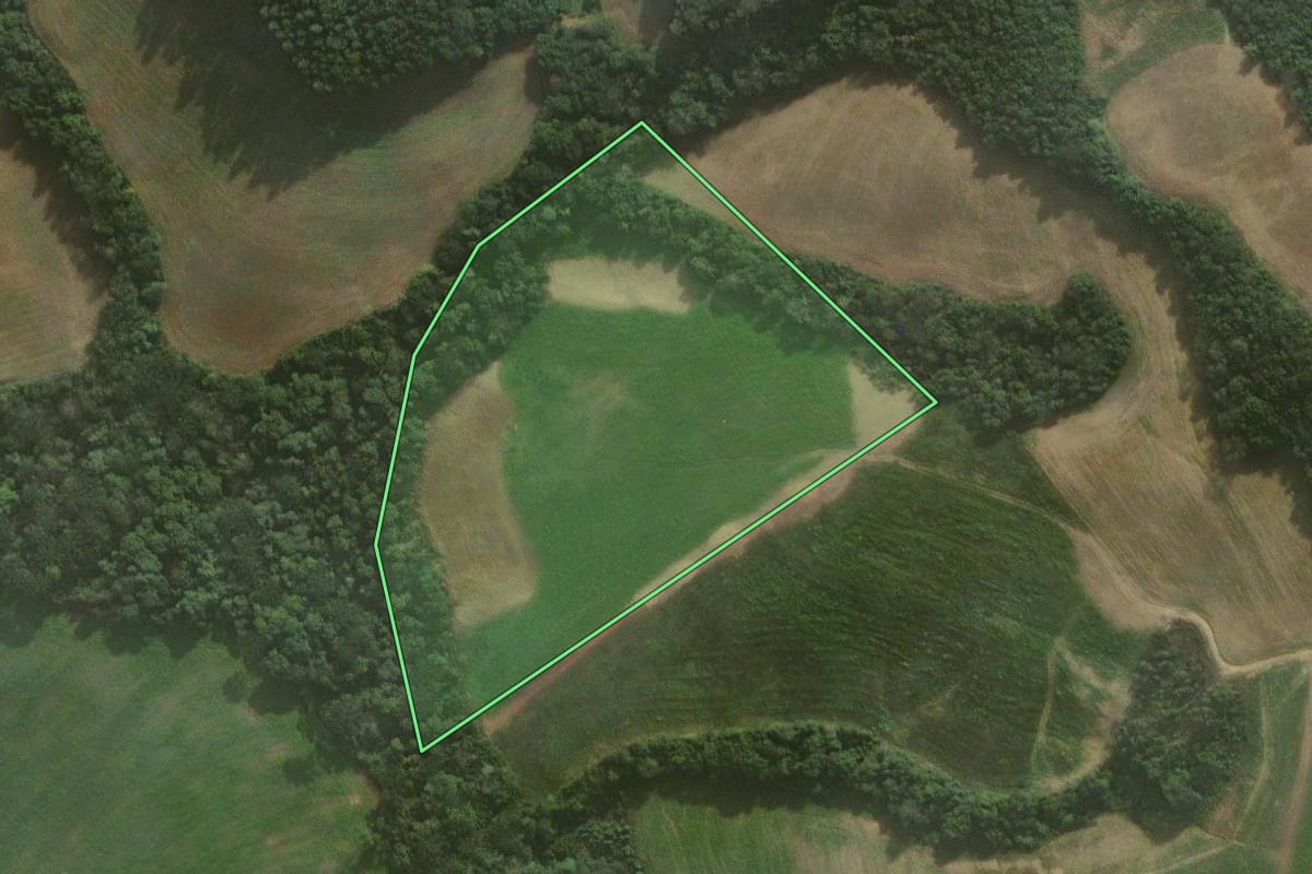 Imagem de satélite do imóvel rural em Rebouças (PR), com o contorno declarado no CAR desenhado por cima.