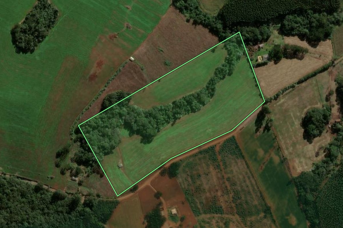 Imagem de satélite do imóvel rural em Reserva (PR), com o contorno declarado no CAR desenhado por cima.