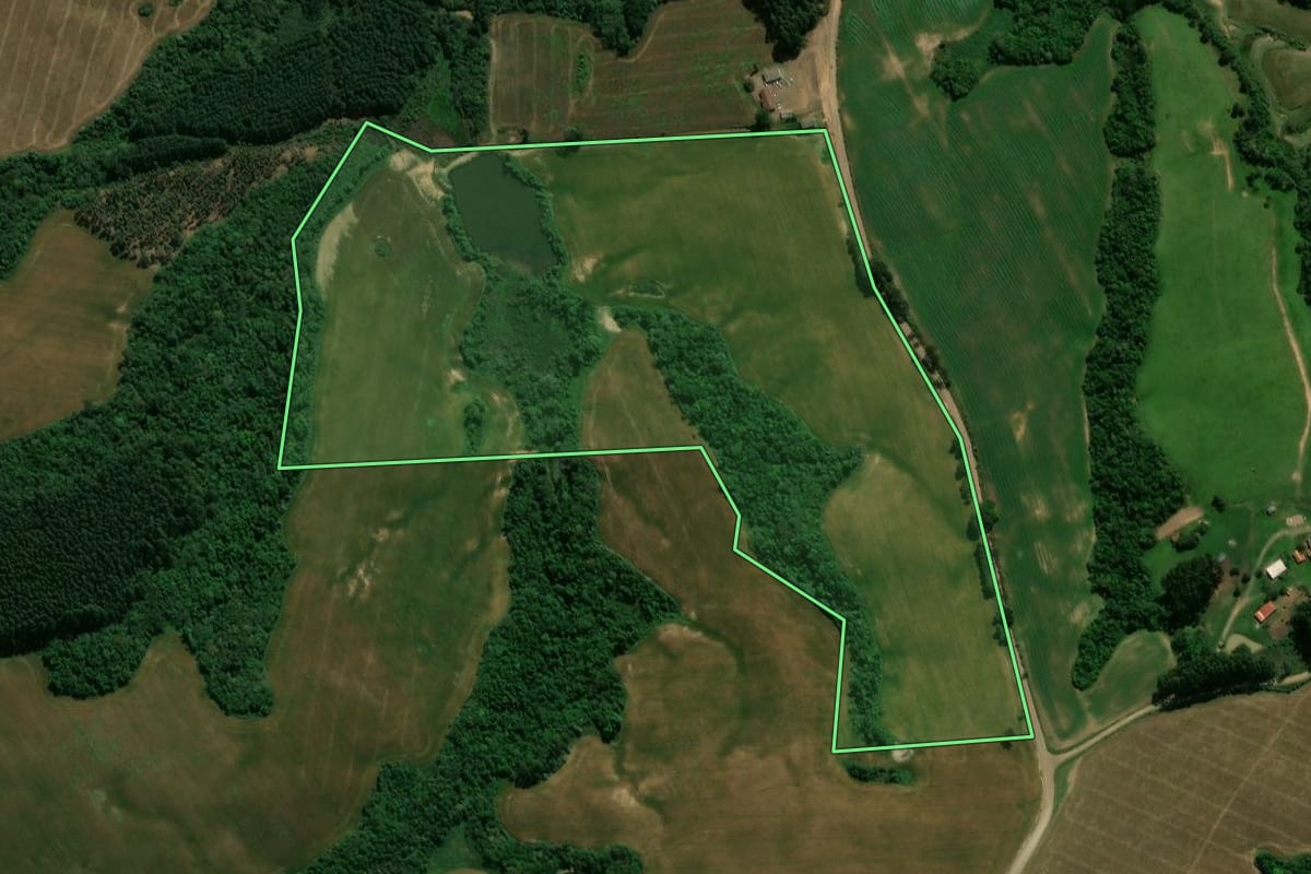 Imagem de satélite do imóvel rural em Reserva (PR), com o contorno declarado no CAR desenhado por cima.