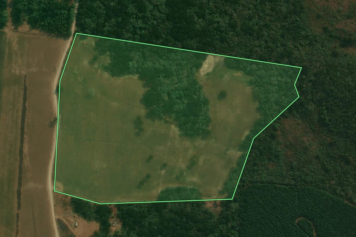 Imagem de satélite do imóvel rural em Reserva (PR), com o contorno declarado no CAR desenhado por cima.
