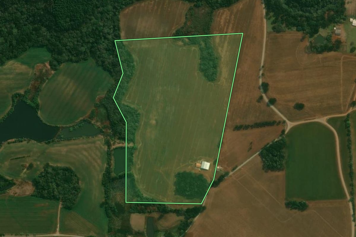 Imagem de satélite do imóvel rural em Reserva (PR), com o contorno declarado no CAR desenhado por cima.