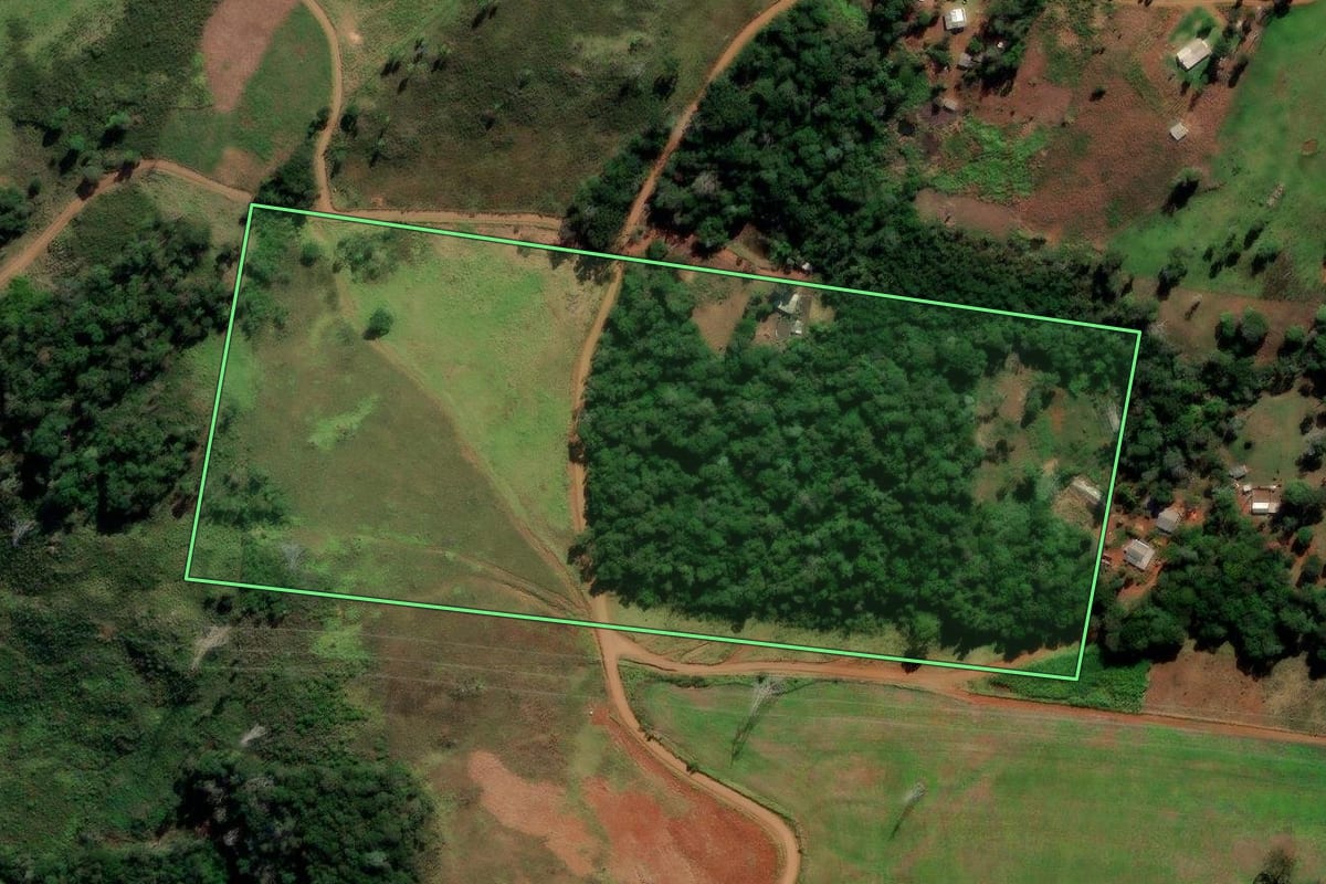 Imagem de satélite do imóvel rural em Reserva do Iguaçu (PR), com o contorno declarado no CAR desenhado por cima.