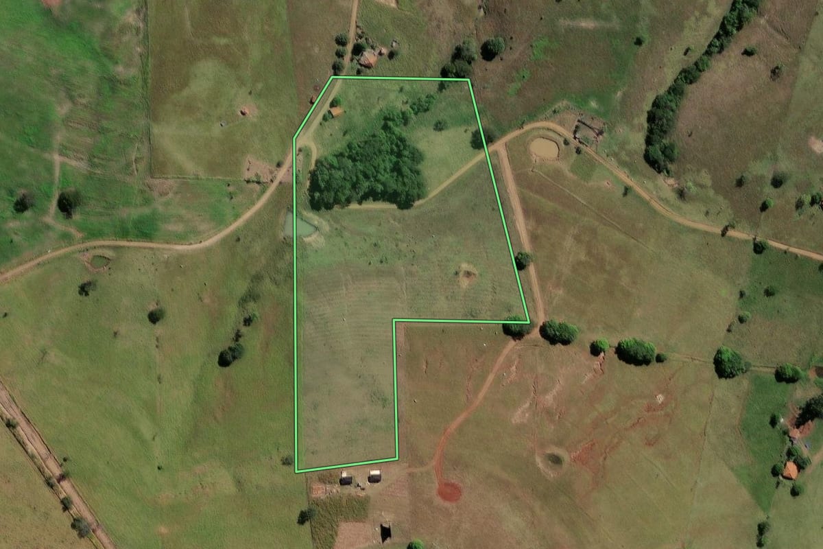 Imagem de satélite do imóvel rural em Ribeirão Claro (PR), com o contorno declarado no CAR desenhado por cima.