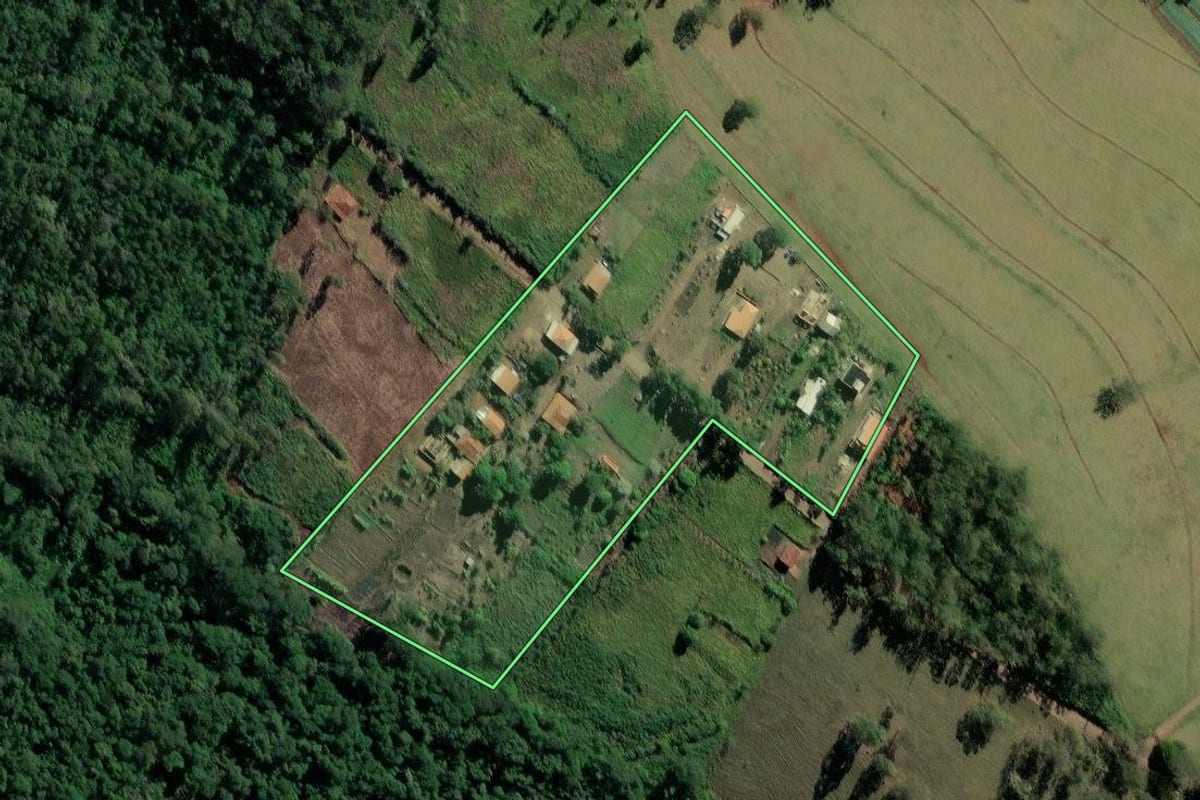 Imagem de satélite do imóvel rural em Ribeirão Claro (PR), com o contorno declarado no CAR desenhado por cima.