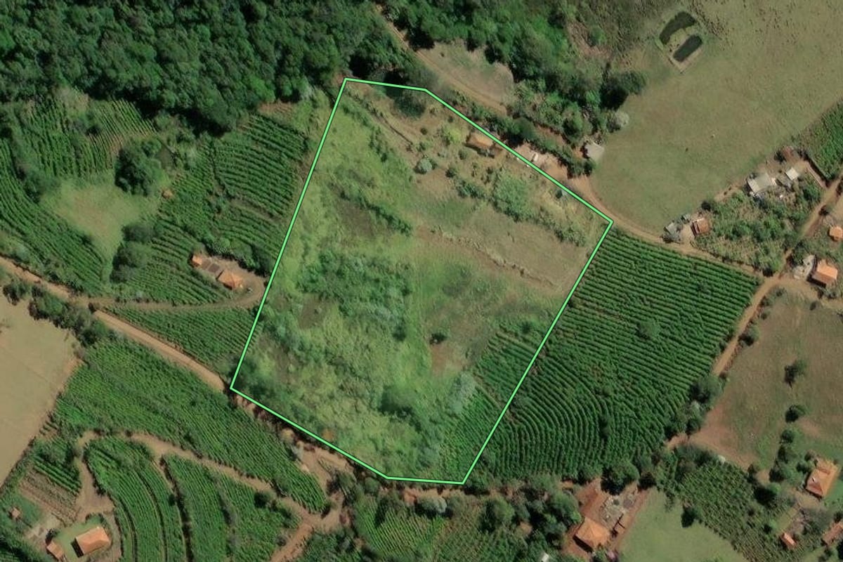 Imagem de satélite do imóvel rural em Ribeirão Claro (PR), com o contorno declarado no CAR desenhado por cima.