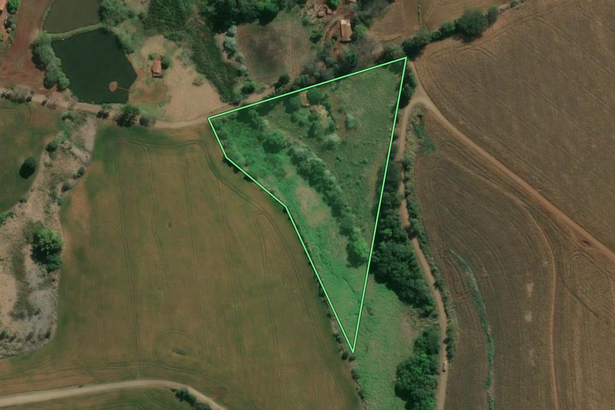 Imagem de satélite do imóvel rural em Ribeirão do Pinhal (PR), com o contorno declarado no CAR desenhado por cima.