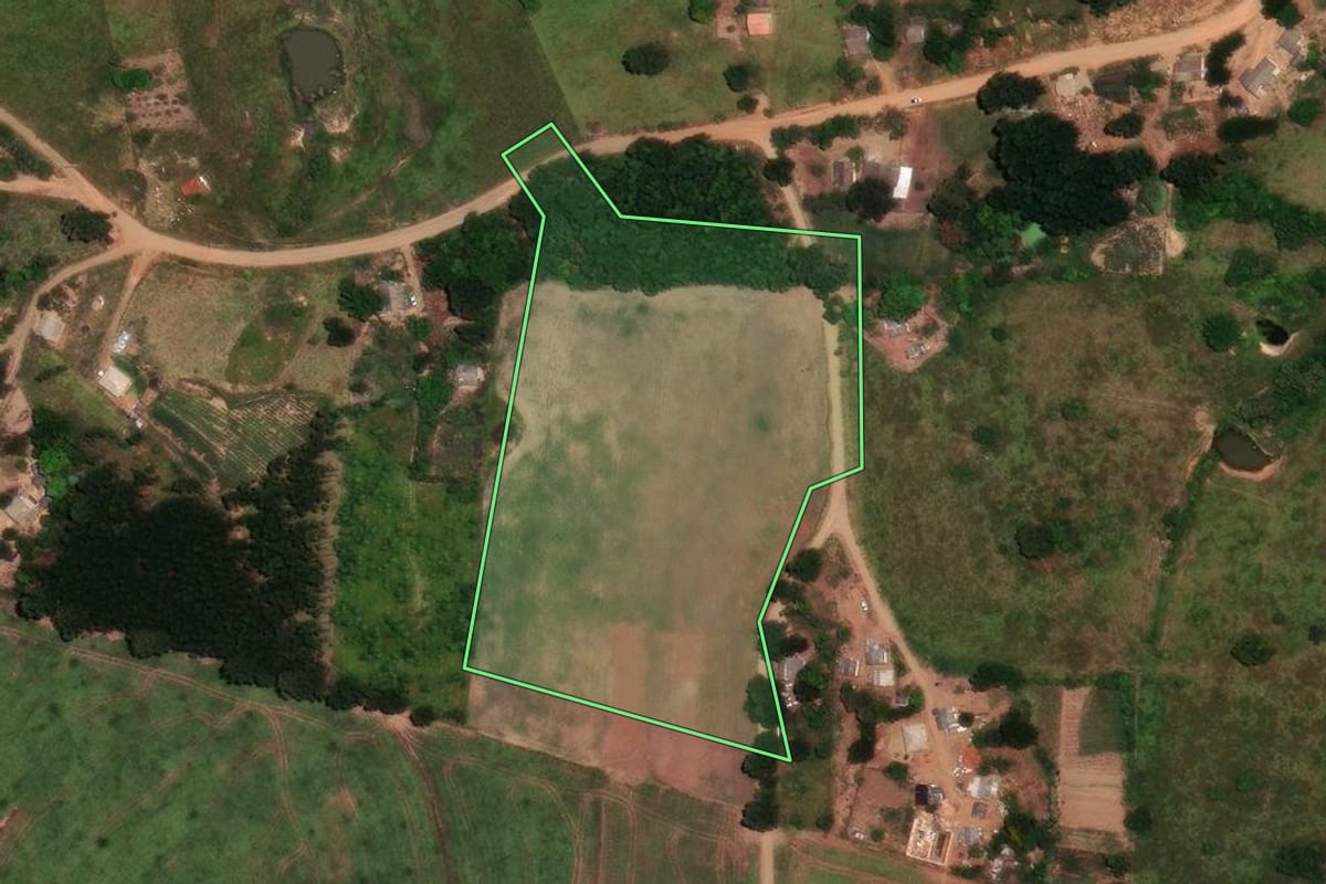 Imagem de satélite do imóvel rural em Rio Branco do Ivaí (PR), com o contorno declarado no CAR desenhado por cima.