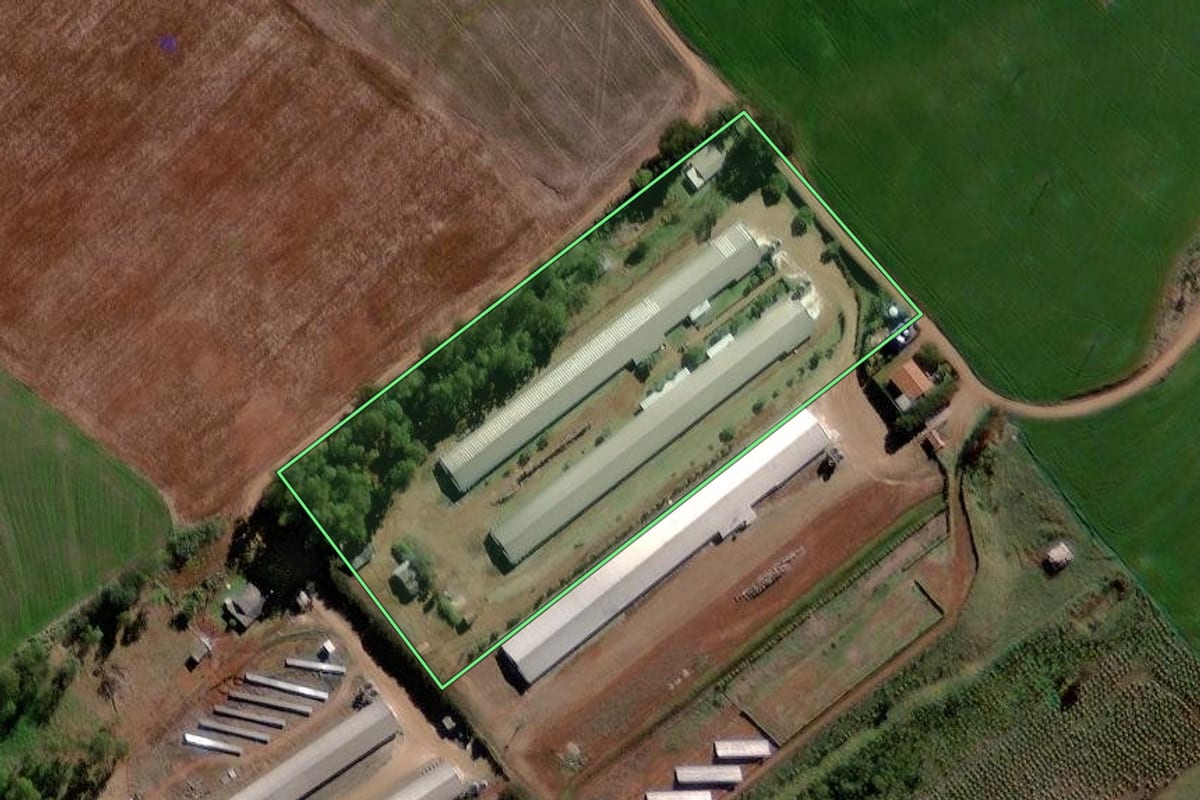 Imagem de satélite do imóvel rural em Roncador (PR), com o contorno declarado no CAR desenhado por cima.