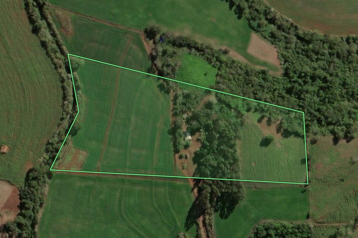Imagem de satélite do imóvel rural em Santa Cecília do Pavão (PR), com o contorno declarado no CAR desenhado por cima.