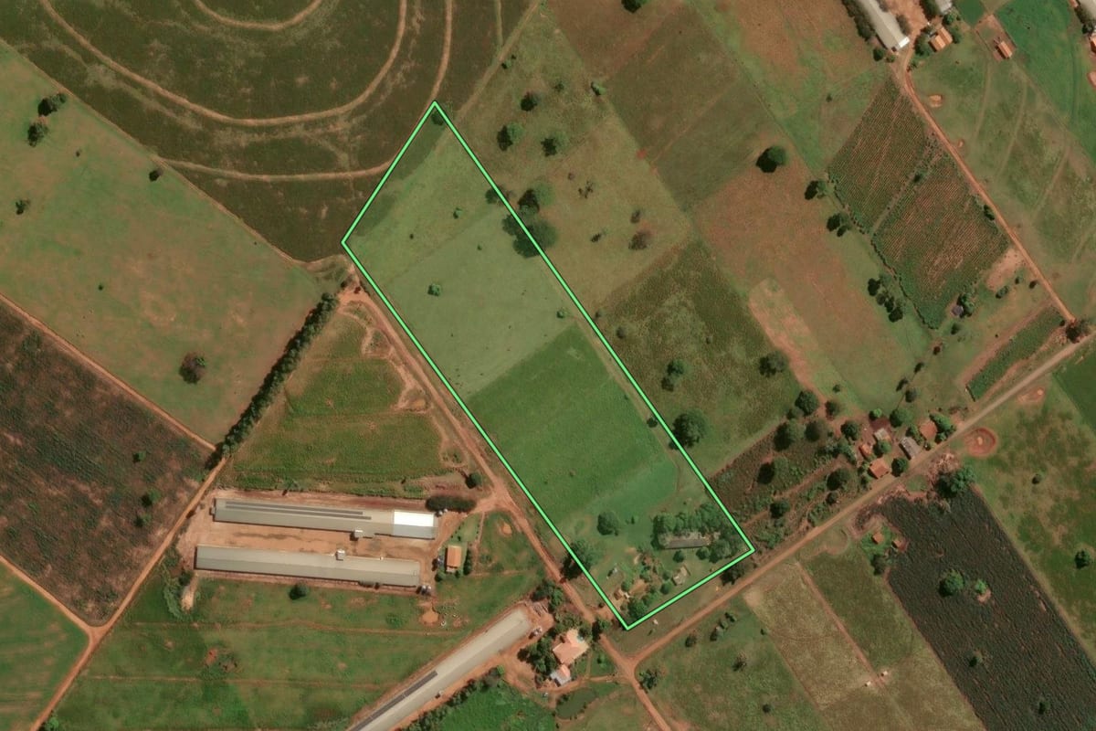 Imagem de satélite do imóvel rural em Santa Cruz de Monte Castelo (PR), com o contorno declarado no CAR desenhado por cima.