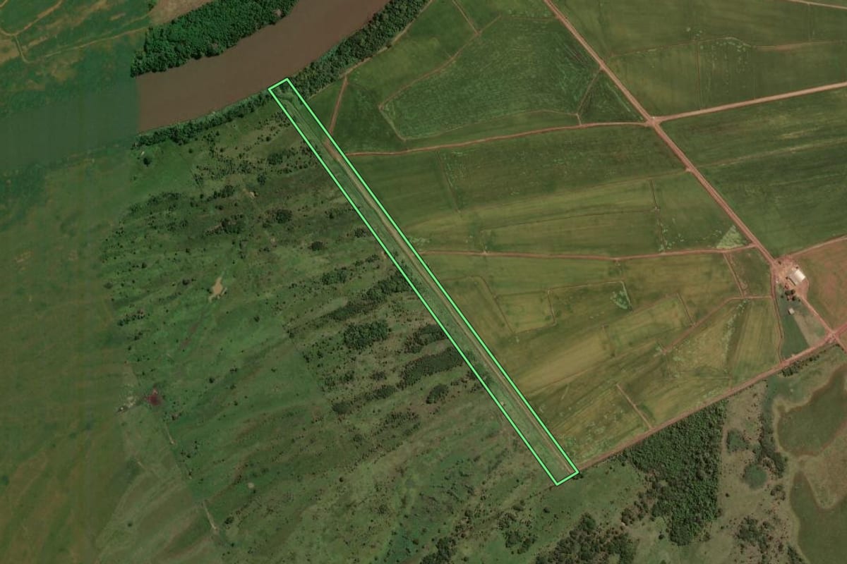 Imagem de satélite do imóvel rural em Santa Cruz de Monte Castelo (PR), com o contorno declarado no CAR desenhado por cima.