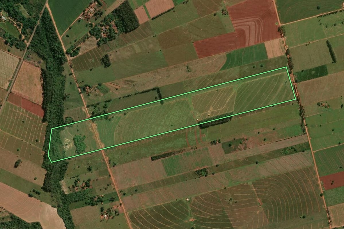 Imagem de satélite do imóvel rural em Santa Isabel do Ivaí (PR), com o contorno declarado no CAR desenhado por cima.