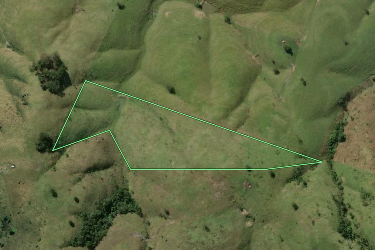 Imagem de satélite do imóvel rural em Santo Antônio da Platina (PR), com o contorno declarado no CAR desenhado por cima.