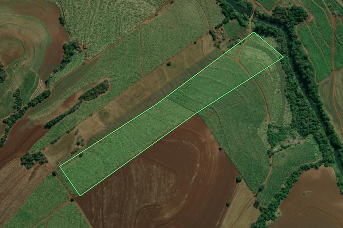 Imagem de satélite do imóvel rural em Santo Antônio da Platina (PR), com o contorno declarado no CAR desenhado por cima.