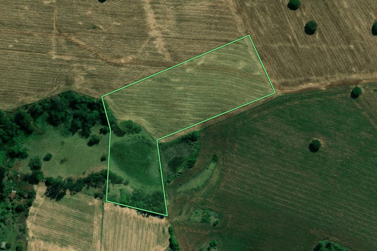 Imagem de satélite do imóvel rural em Santo Antônio da Platina (PR), com o contorno declarado no CAR desenhado por cima.