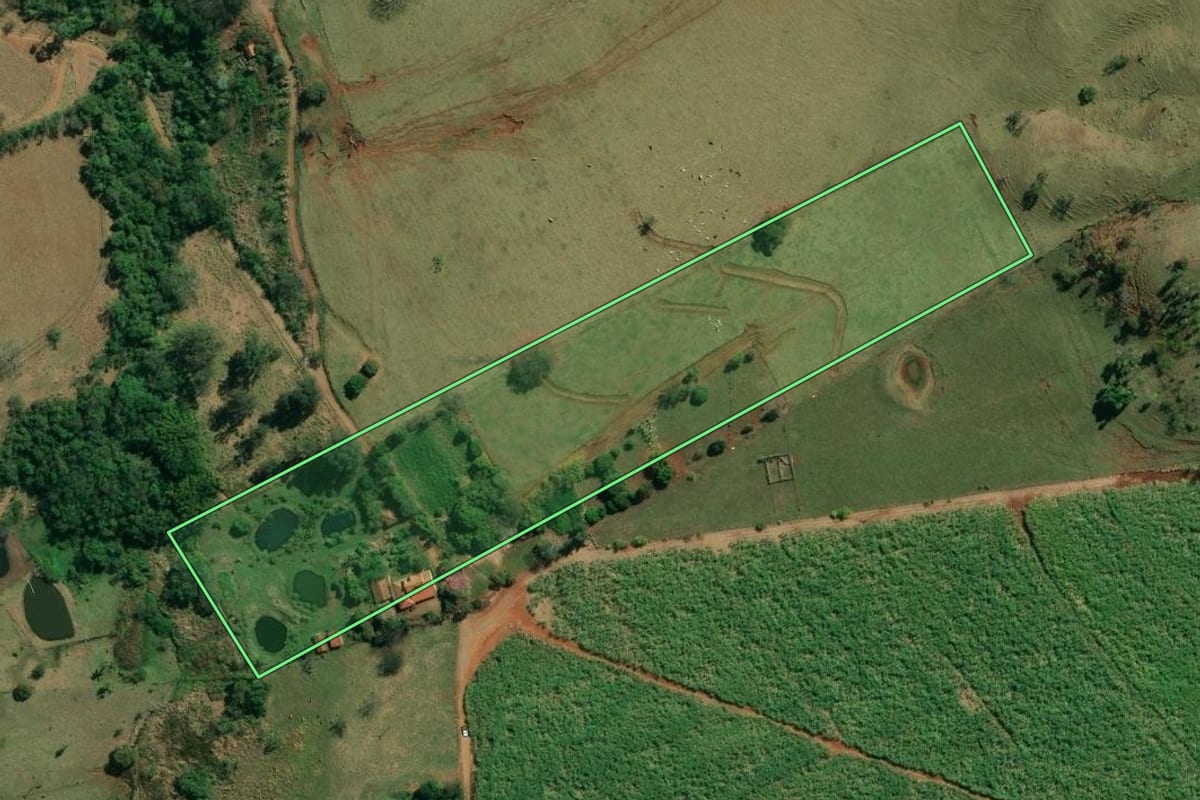Imagem de satélite do imóvel rural em Santo Antônio da Platina (PR), com o contorno declarado no CAR desenhado por cima.