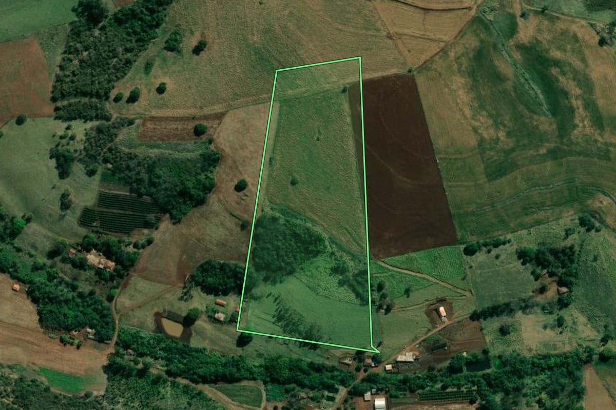 Imagem de satélite do imóvel rural em Santo Antônio da Platina (PR), com o contorno declarado no CAR desenhado por cima.
