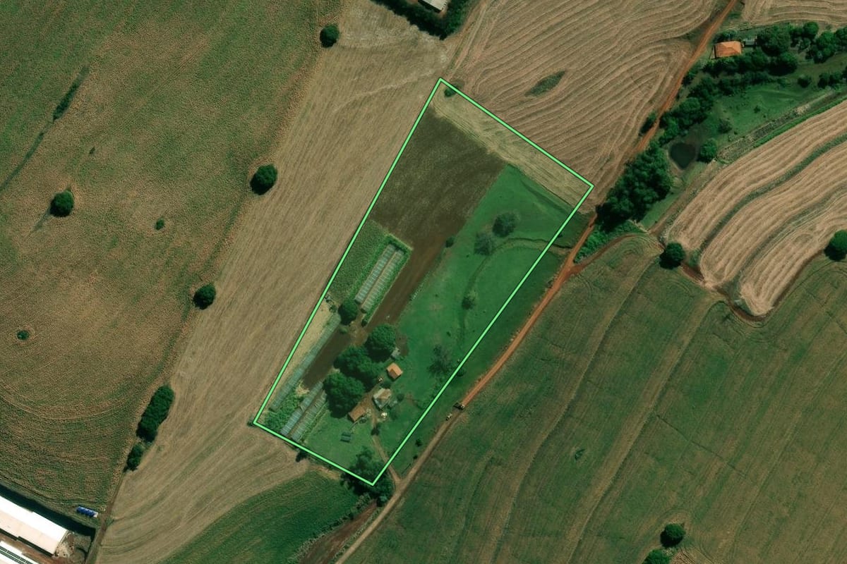 Imagem de satélite do imóvel rural em Santo Antônio da Platina (PR), com o contorno declarado no CAR desenhado por cima.