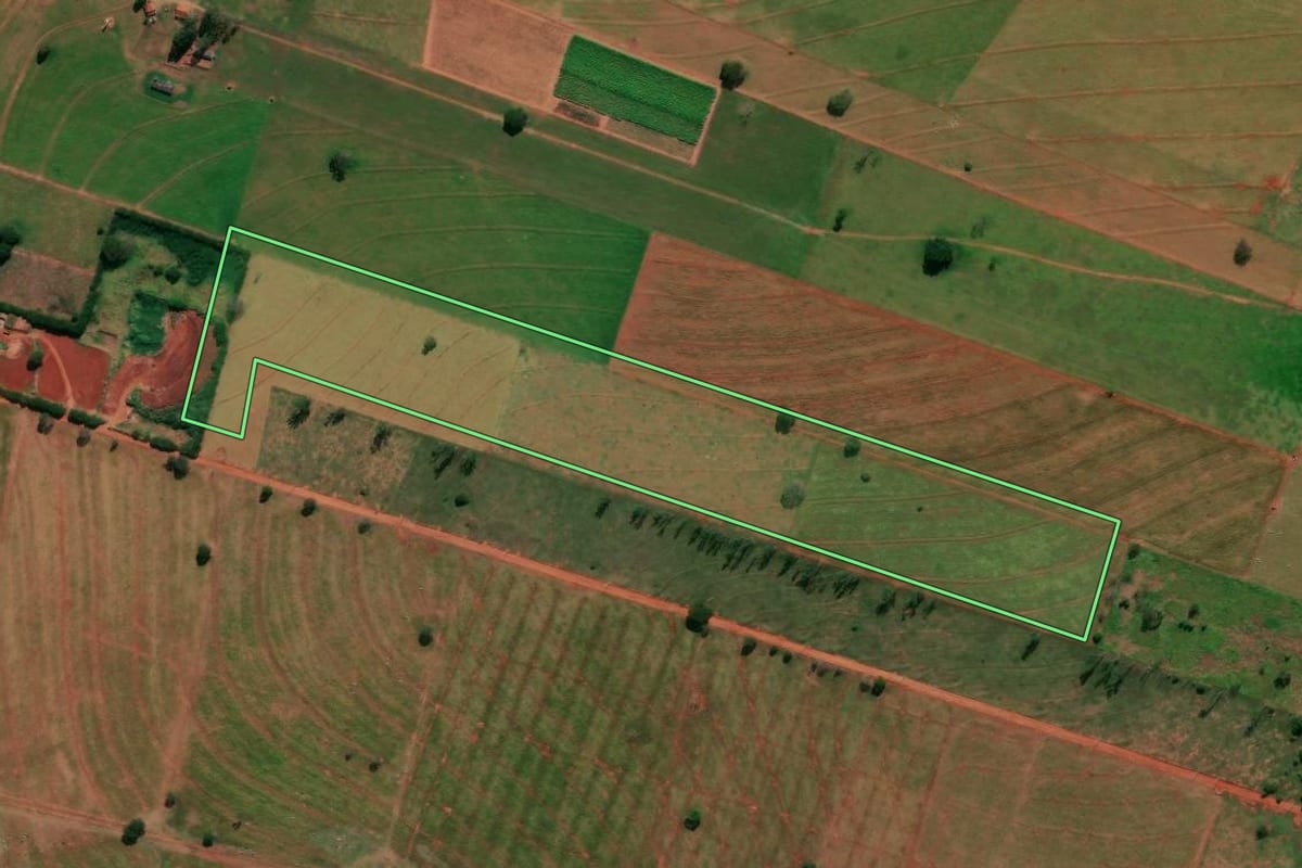 Imagem de satélite do imóvel rural em Santo Antônio do Caiuá (PR), com o contorno declarado no CAR desenhado por cima.